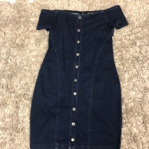 Jean button up front dress